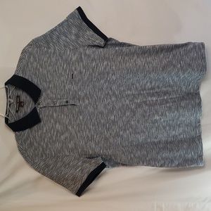 Michael kors Blue Grey and White Striped Short Sleeve Polo Shirt